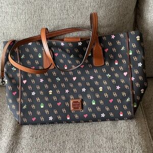 Dooney & Bourke Brown Tote with Colorful Icons